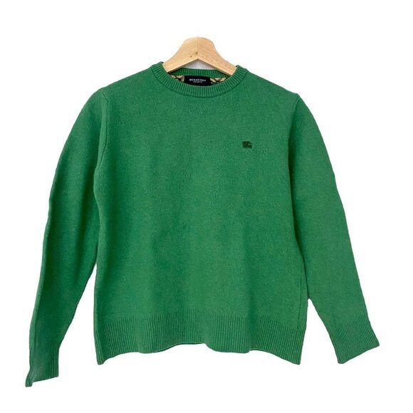 VINTAGE 100% Wool Burberry Sweater Green XXL - Picture 1 of 10